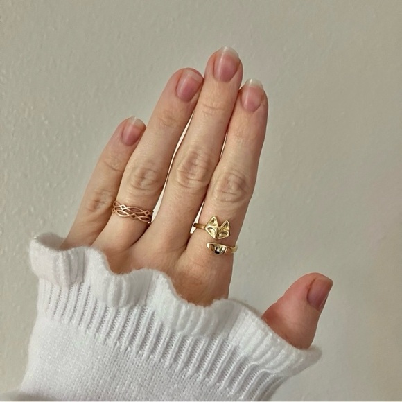 Fox Gold Wrap Ring Band Minimal Animal Femme Classic Jewelry - Picture 2 of 12